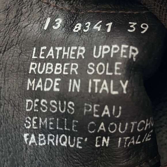 Vero Cuoio Leather Brown Chunky Heel Booties Distressed Make in Italy - Picture 12 of 14